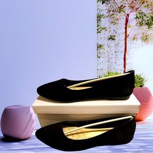 NEW- BLACK SUEDE FLATS IN THE BOX! Size 7